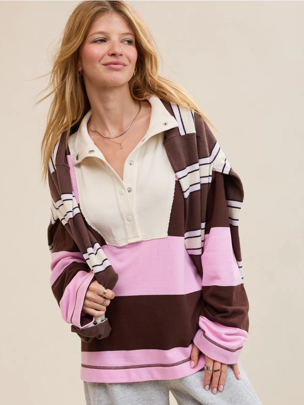 NWT Aerie Quarter Snap Sweatshirt in Violet Willow XL
